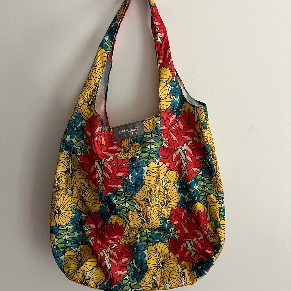 Paradise Totes Pack Down Tropical Print Travel Bag with Accessory Pouch - Picture 5 of 11